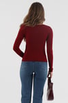 Bordo Kare Yaka Uzun Kollu Kadın Body SH202