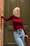 Bordo Kayık Yaka Uzun Kollu Body SH322