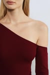 Bordo Kayık Yaka Uzun Kollu Kadın Body SH201