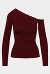 Bordo Kayık Yaka Uzun Kollu Kadın Body SH201