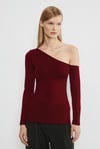 Bordo Kayık Yaka Uzun Kollu Kadın Body SH201