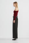 Bordo Kayık Yaka Uzun Kollu Kadın Body SH201