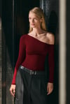 Bordo Kayık Yaka Uzun Kollu Kadın Body SH201