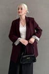 Bordo Kol Desenli Blazer Kadın Ceket SH339
