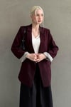 Bordo Kol Desenli Blazer Kadın Ceket SH339