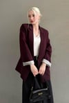 Bordo Kol Desenli Blazer Kadın Ceket SH339