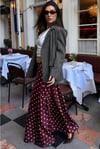 Bordo Puantiyeli Maxi Kadın Saten Etek SH385
