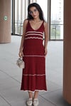 Bordo Şeritli Örme Kadın Elbise SH286