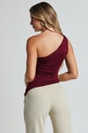 Bordo Tek Omuzlu Basic Kadın Body SH144