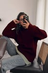 Bordo Triko Örme Kadın Kazak SH292