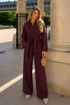 Bordo Uzun Kollu Oversize Kadın Takım SH338