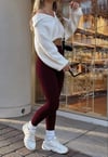 Bordo Yüksek Bel Kadın Tayt SH316