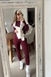 Bordo Yüksek Bel Kadın Tayt SH316