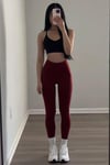 Bordo Yüksek Bel Kadın Tayt SH316