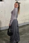 Boyalı Gri Bisiklet Yaka Basic Uzun Kollu Body SH142