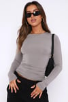 Boyalı Gri Bisiklet Yaka Basic Uzun Kollu Body SH142