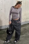 Boyalı Gri Bisiklet Yaka Basic Uzun Kollu Body SH142