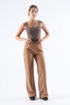 Camel Geniş Paça Beli Lastikli Basic Uzun Kadın Pantolon SH191
