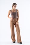 Camel Geniş Paça Beli Lastikli Basic Uzun Kadın Pantolon SH191