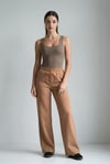 Camel Geniş Paça Beli Lastikli Basic Uzun Kadın Pantolon SH191