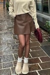 Camel Mini Boy Kadın Deri Etek SH335