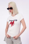 Ekru Baskılı Kadın T-Shirt SH249