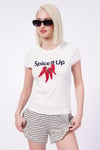 Ekru Baskılı Kadın T-Shirt SH249