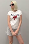 Ekru Baskılı Kadın T-Shirt SH249