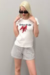 Ekru Baskılı Kadın T-Shirt SH249