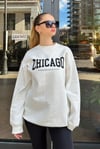 Ekru Bisiklet Yaka Baskılı Sweatshirt SH127
