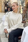 Ekru Bisiklet Yaka Oversize Triko Kazak SH173