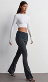 Ekru Bisiklet Yaka Uzun Kollu Kadın Top Body SH216