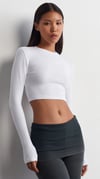 Ekru Bisiklet Yaka Uzun Kollu Kadın Top Body SH216