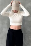 Ekru Bisiklet Yaka Uzun Kollu Kadın Top Body SH216