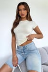 Ekru Kadın Basic Slim Fit T-Shirt SH271