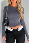 Füme Bisiklet Yaka Basic Uzun Kollu Body SH142