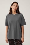 Füme Kısa Kollu Oversize Basic Kadın T-Shirt SH281