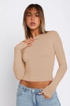 Füme/Bej Bisiklet Yaka Basic Uzun Kollu Body SH142