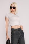 Gri Basic Kadın Tişört / Vücuda Oturan Kesim SH373