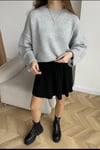 Gri Bisiklet Yaka Oversize Triko Kazak SH173