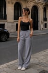 Gri Geniş Paça Beli Lastikli Basic Uzun Kadın Pantolon SH191