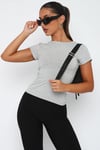 Gri Kadın Basic Slim Fit T-Shirt SH271