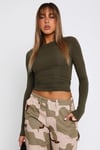 Haki Bisiklet Yaka Basic Uzun Kollu Body SH142