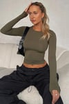 Haki Bisiklet Yaka Basic Uzun Kollu Body SH142
