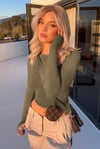 Haki Bisiklet Yaka Basic Uzun Kollu Body SH142