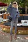 İndigo Bisiklet Yaka Oversize Triko Kazak SH173