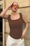 Kahve Fitilli Görünümlü Askılı Basic Atlet SH210 