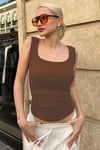 Kahve Fitilli Görünümlü Askılı Basic Atlet SH210 