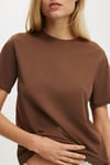Kahverengi Basic Kısa Kollu Kadın T-Shirt SH280