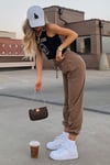 Kahverengi Kadın Basic Eşofman SH276